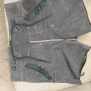 Authentic Lederhosen Gray and Green Leather Shorts